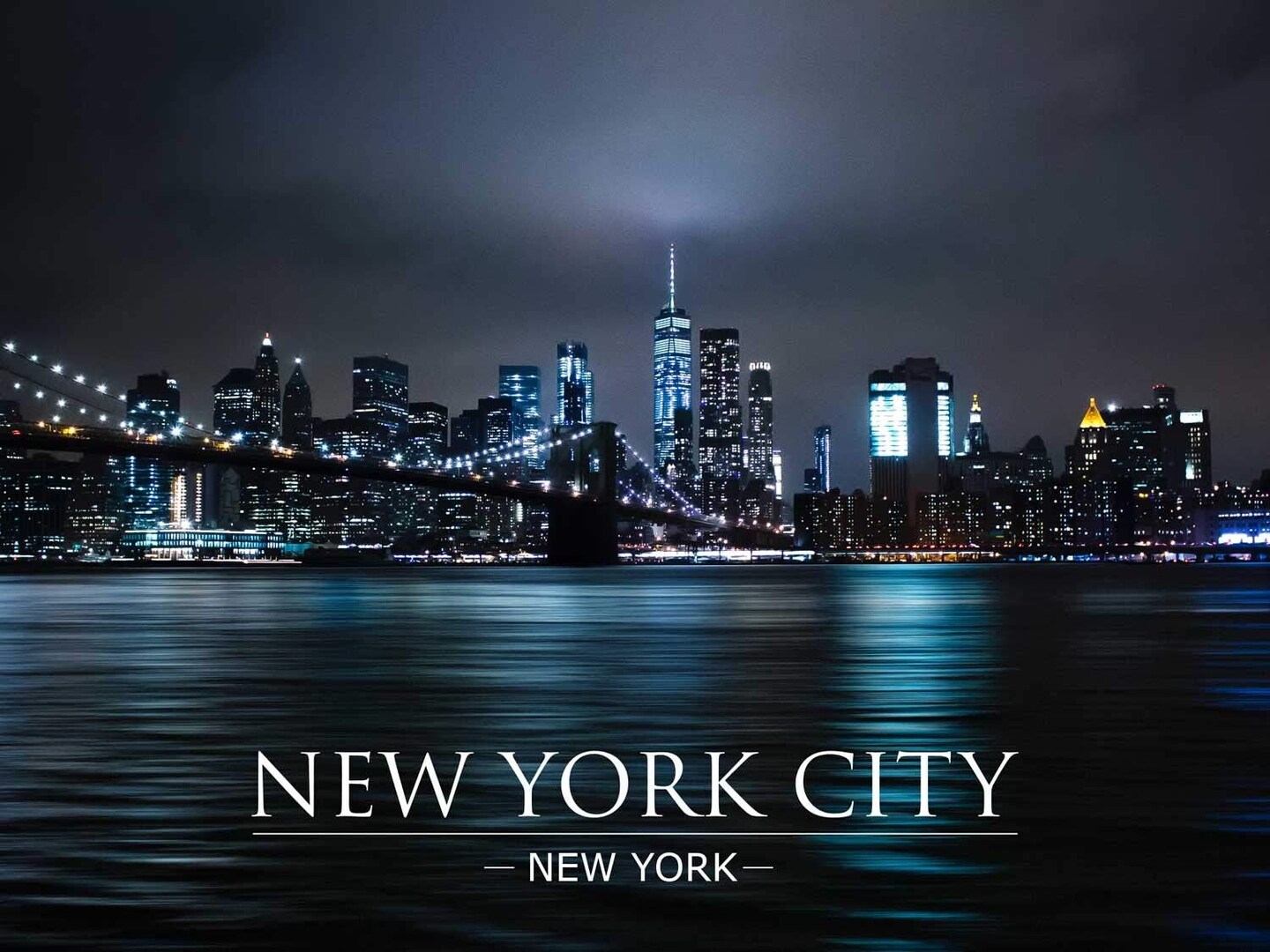 New York City Poster Night Skyline Wall Art Print, 24&#x22;x18&#x22;, Unframed