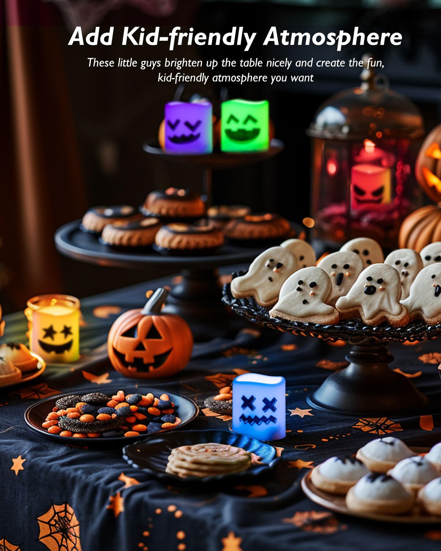 24 Pieces Color Changing Halloween Flameless Candles, 200+ Hours LED Votive Candles, Battery Operated Tea Lights for Pumpkin, Party, Christmas Decor (Batteries Included)