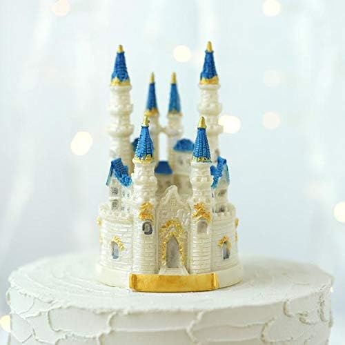 BLUE WHITE 4.5&#x22; Princess Castle CAKE TOPPER Figurine