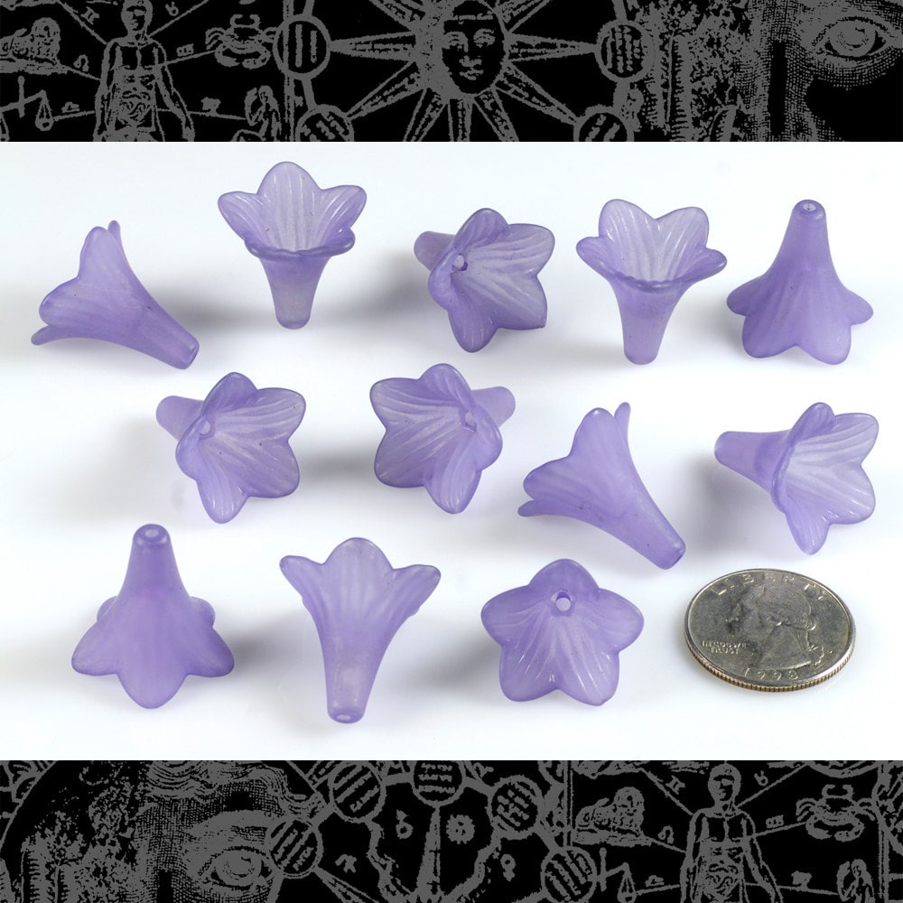23mm x 21mm Lilac Resin Flower Caps - Set of Twelve - FW1-4