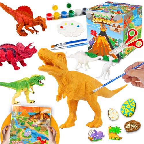 Dinosaur Painting Kit - Dinosaur Toys for Kids 3, 4, 5, 6, 7,8 9 Years Old, Christmas Gifts for Kids, Painting Set for Kids, Art Set for Kids with Painting Tools, Art Supplies, Toys for Boys