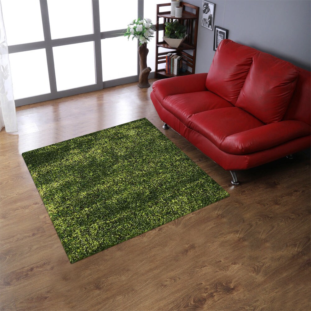 Rugsotic Hand Tufted Shag Area Rug Solid Green Polyester K00108 5X7 Soft Plush