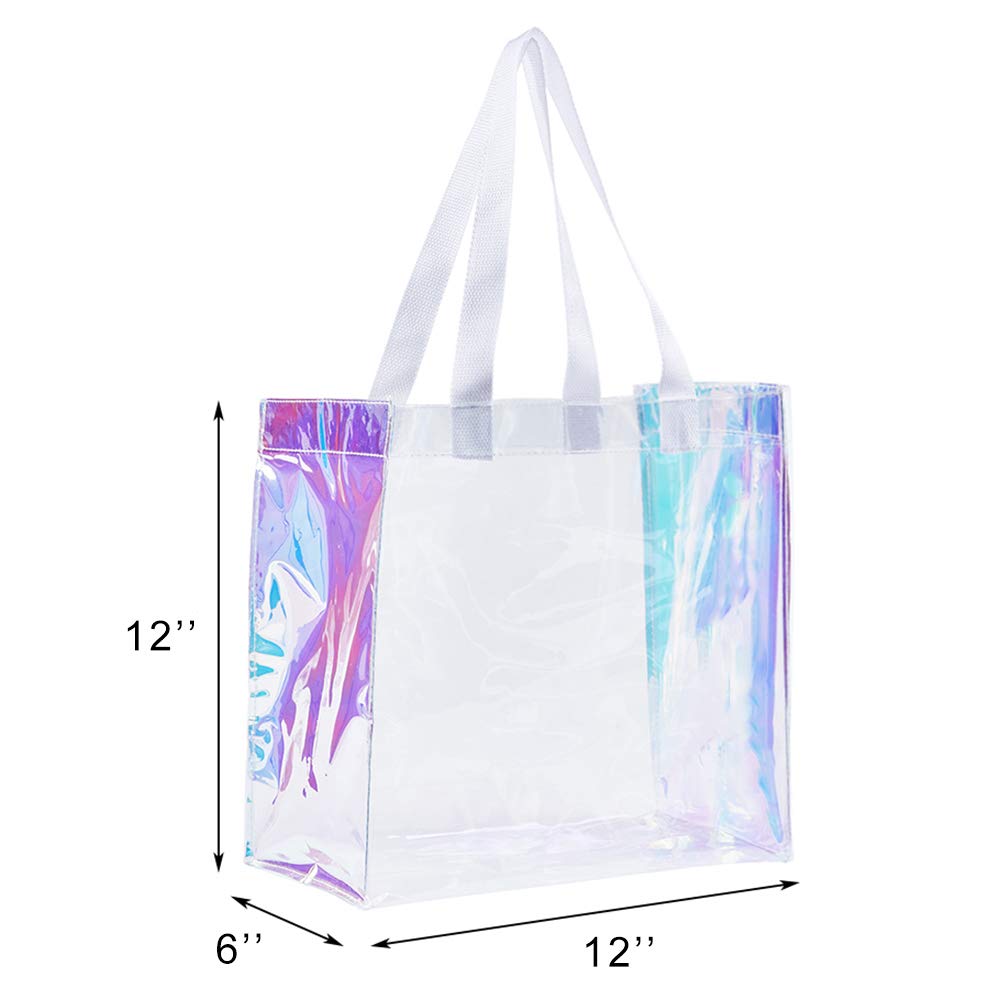 Clear Tote Bag, 2-Pack Stadium Approved Hologram Clear Bag, Great for Sports Games, Work, Security Travel, Stadium Venues or Concert, 12&#x22;X 12&#x22;X 6&#x22;