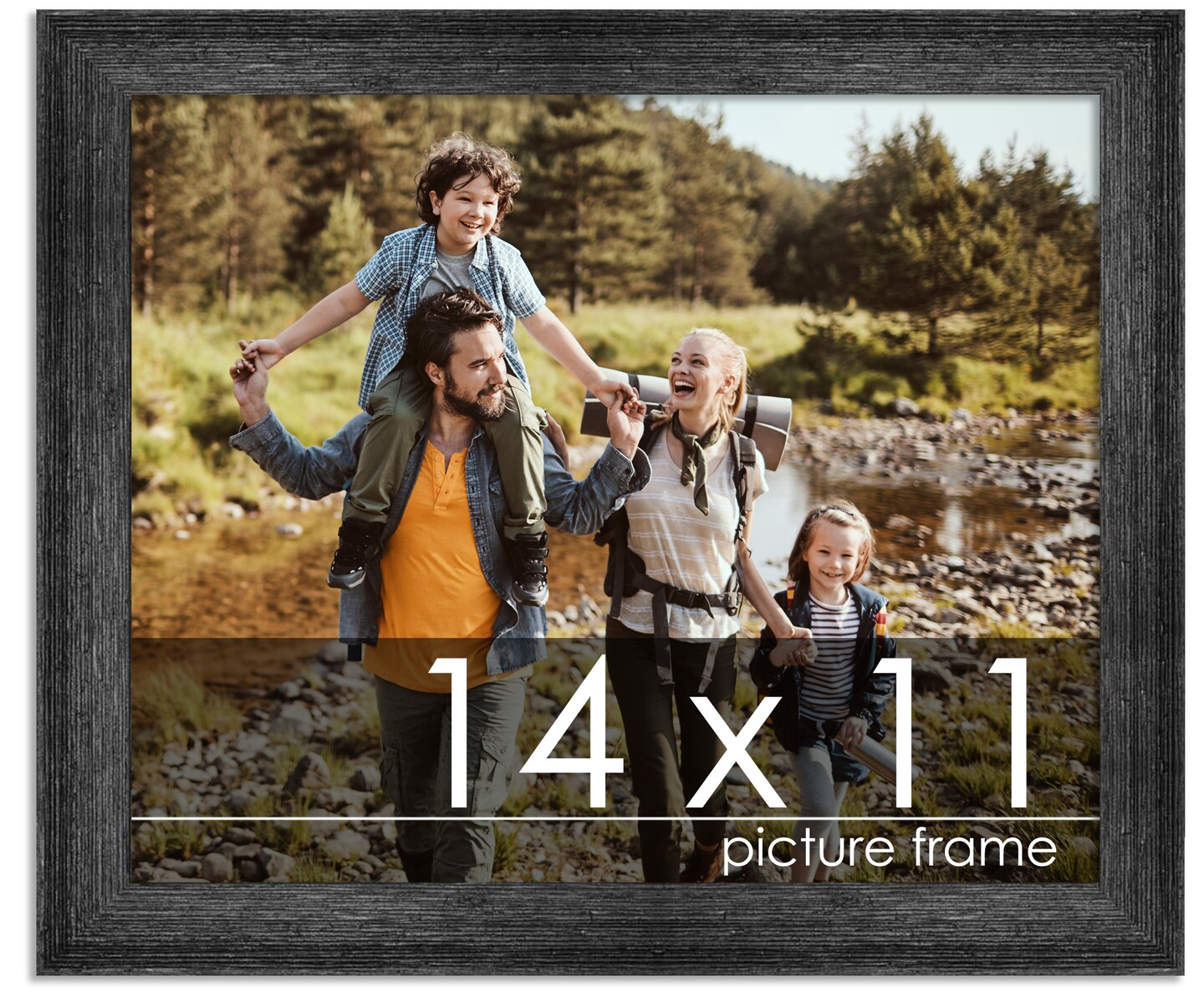14x11 Wide Barnwood Picture Frame with UV-Resistant Acrylic & Acid Free Backing, Available in 6 Paint Finishes - Grey, Brown, White, and Black