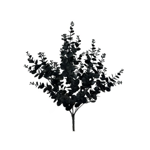 20&#x22; Black Eucalyptus Bush | Gothic Home &#x26; Holiday Decor | Faux Floral Accent I Halloween Floral Greenery - 57098BK