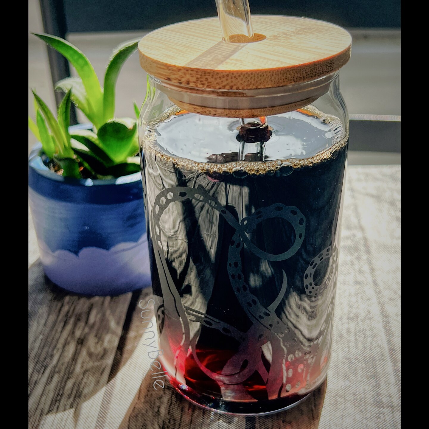 Octopus Etched Glass, Octopus Tumbler, Octopus Glass Art, Nautical Tumbler, Beer Can Glass with Lid and Straw, Octopus Tentacle Glass Can product 2