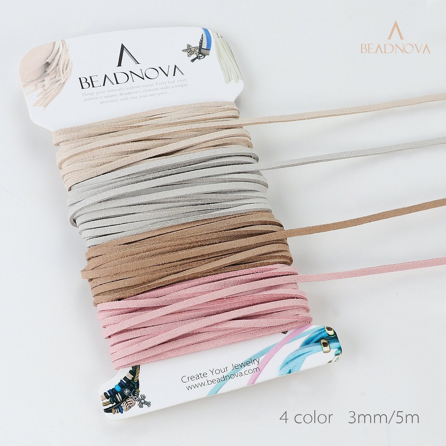 4 Colors, 3.3 Yard, 3mm Leather Cord for Jewelry Making Leather Strips for Crafts Leather String Suede Cord Faux Lace Thread for Bracelets