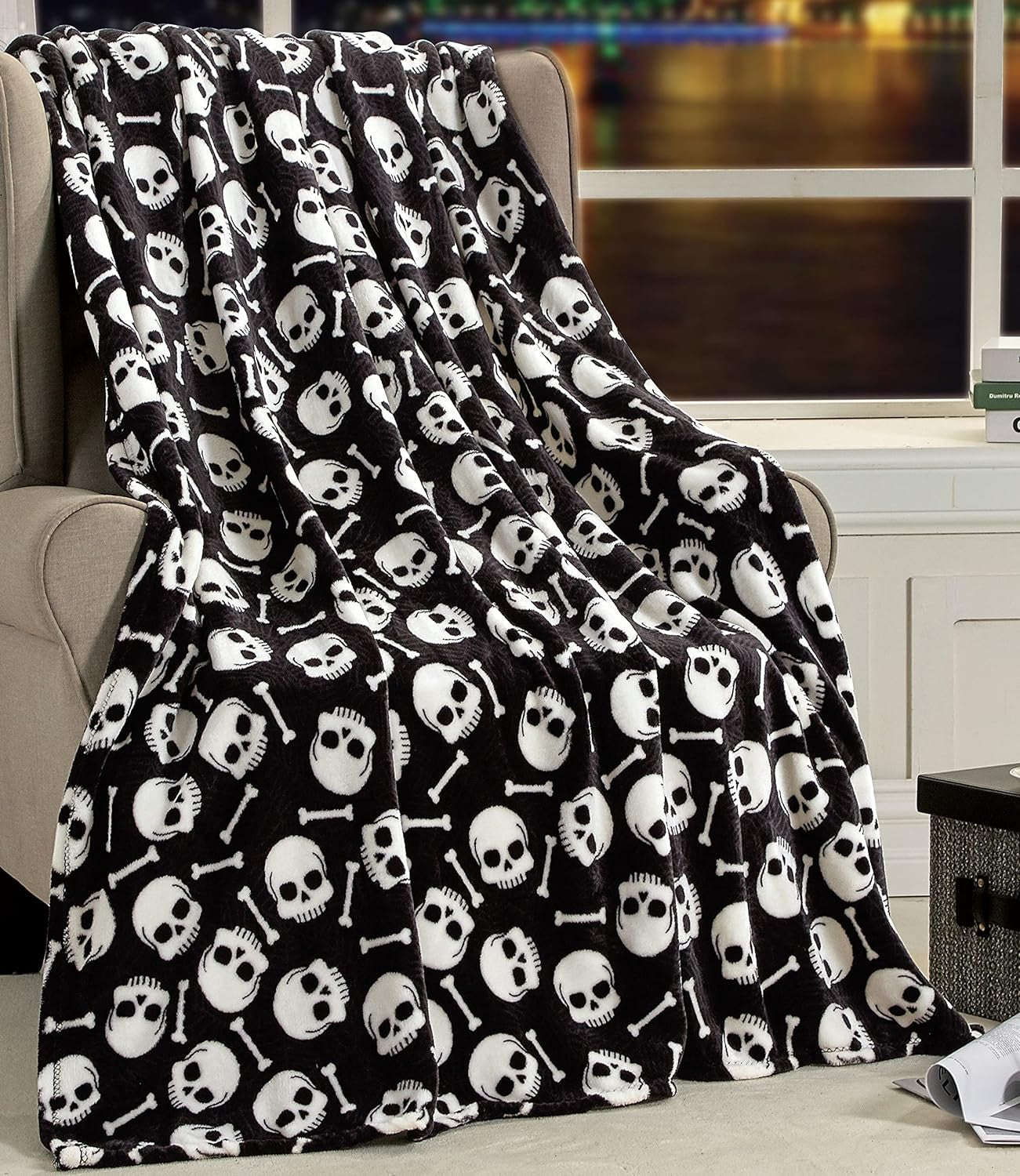 White Spooky Throw top Blanket