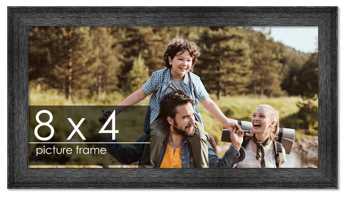 8x4 Wide Barnwood Picture Frame with UV-Resistant Acrylic & Acid Free Backing, Available in 6 Paint Finishes - Grey, Brown, White, and Black