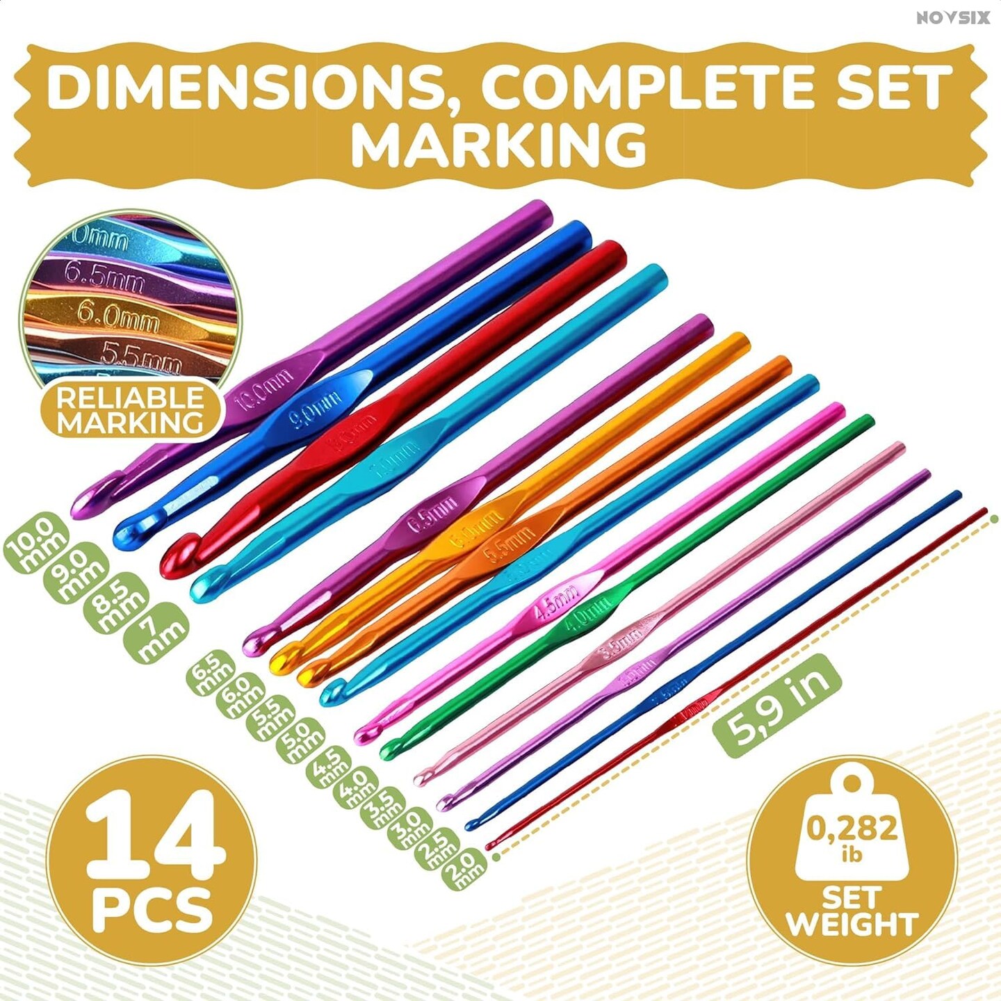 14 Pieces Crochet Hook Knitting Needle Set - Crochet Needles for Crocheting Yarn Clover Crochet Hooks Crochet Accessories (2-10mm) - Adults Craft Supplies and Tools Clover Crochet Hooks