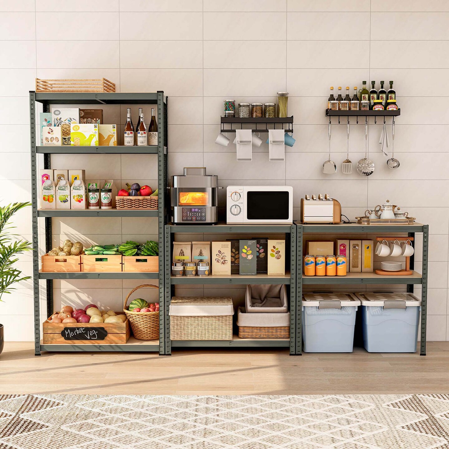 Costway 5 Tier Adjustable Garage Shelving Unit with 2000 lbs Max Load for Warehouse Black/Grey/Blue/Silver