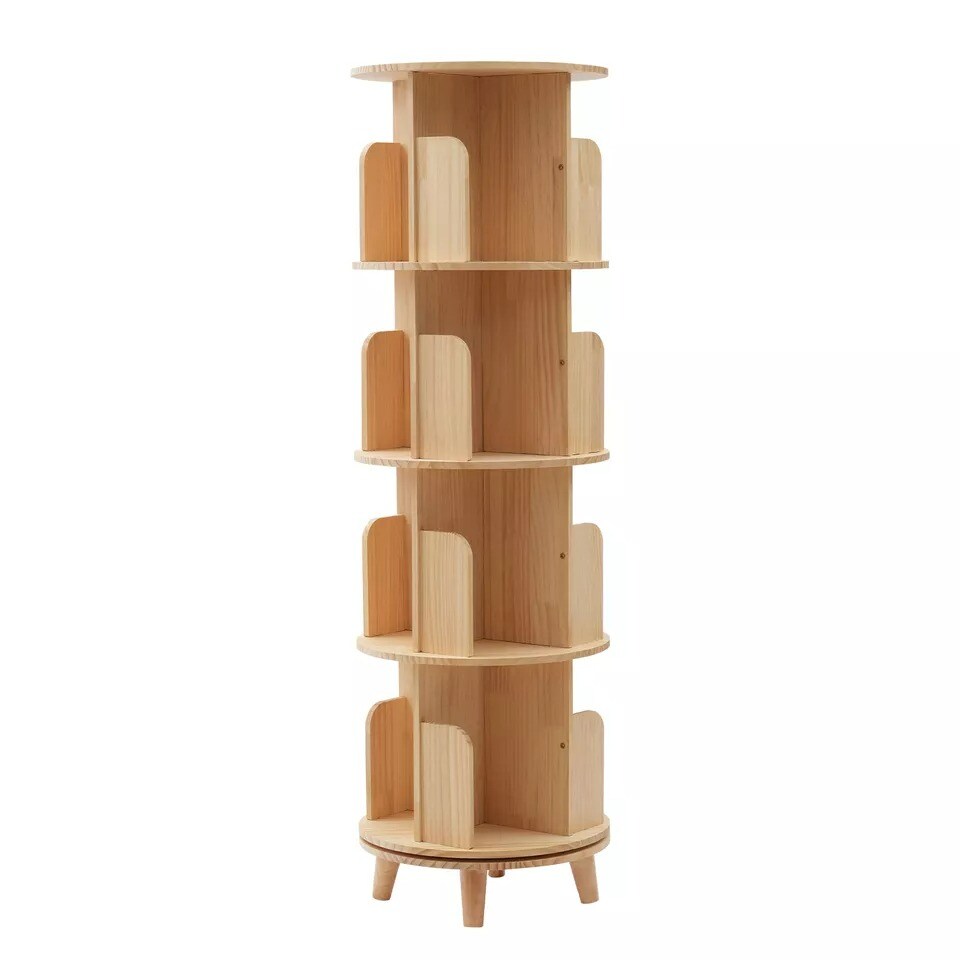 360 Rotating Bookshelf Bookcase Storage Shelf Freestanding Display Rack Stand