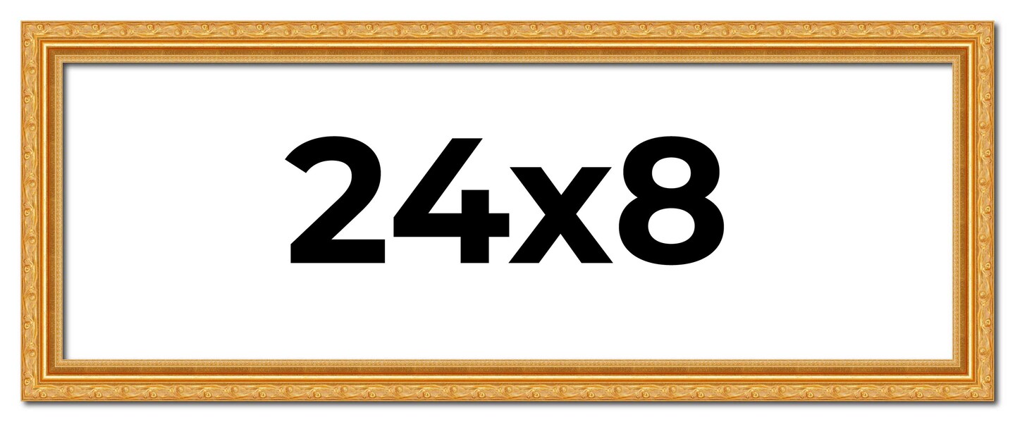 24x8 Solid Wood Antique Picture Frame with UV-Resistant Acrylic &#x26; Acid-Free Backing, Available in 4 Finishes: Bronze, Gold, Silver, and Gold with Black