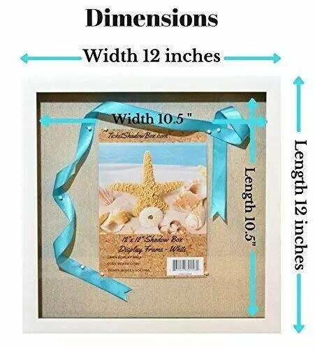 (2-Pack) 12x12&#x22; White Display Shadow Box Frame 8 Push Pins a Linen Background