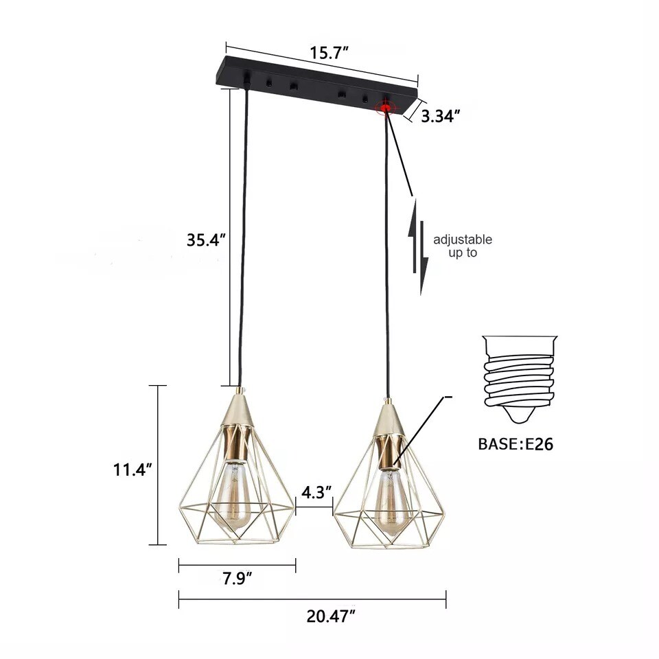 Modern Kitchen Island Lamp Pendant Light Chandelier Metal Ceiling Fixture Gold