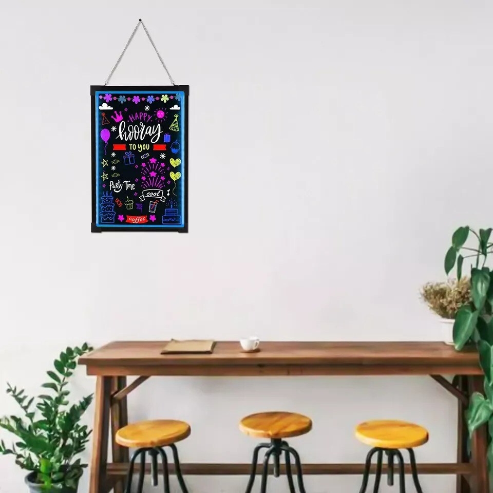 24&#x22; Message Board Restaurant Menu LED Sign Illuminated Neon Erasable with Remote