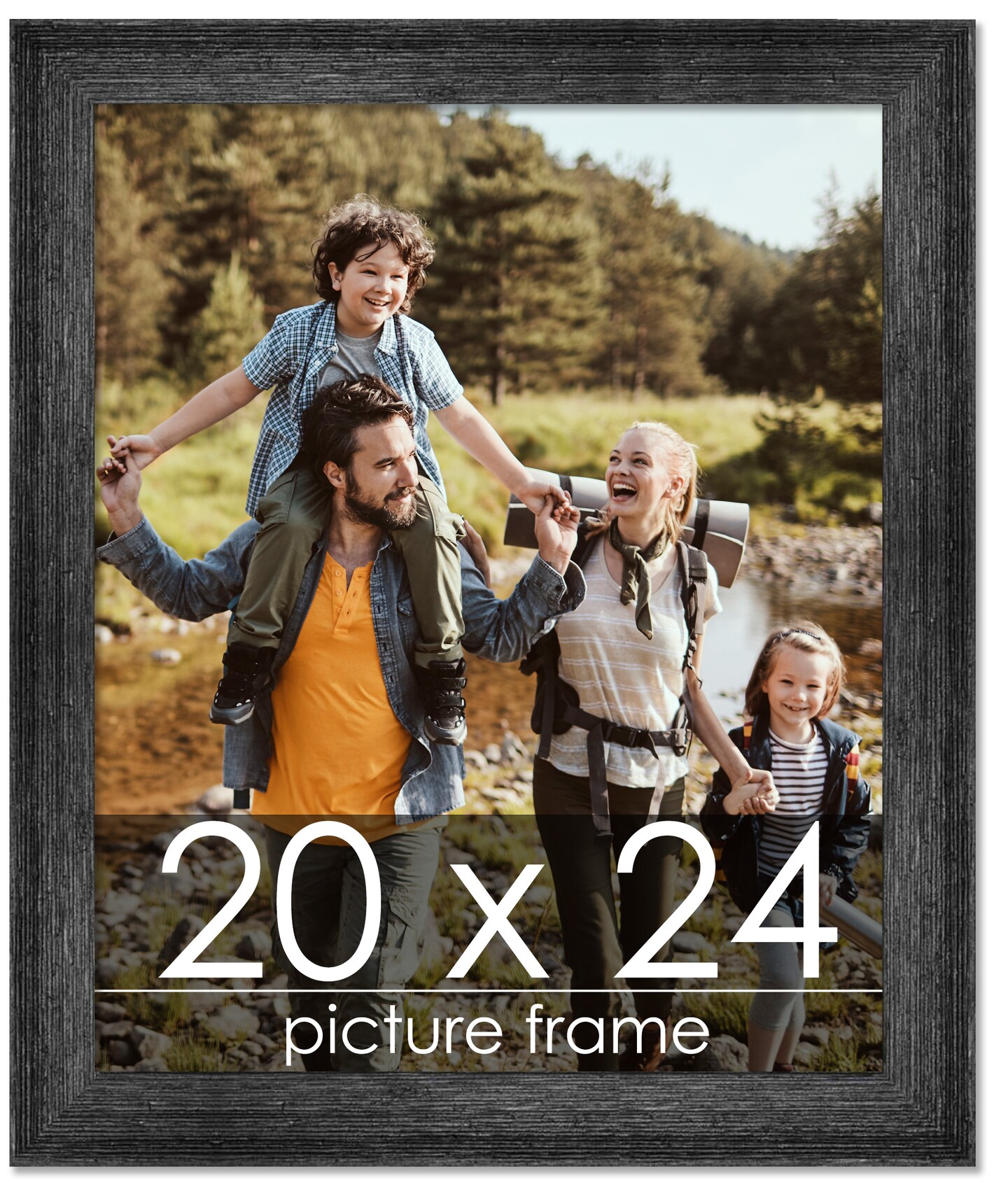 20x24 Wide Barnwood Picture Frame with UV-Resistant Acrylic &#x26; Acid Free Backing, Available in 6 Paint Finishes - Grey, Brown, White, and Black