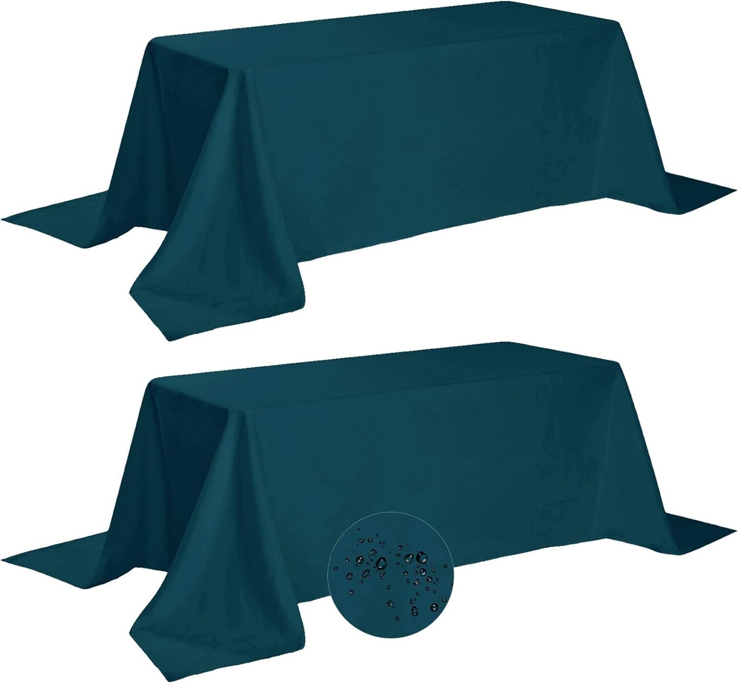 2 Pack Waterproof Rectangle Tablecloth, 90X156 Inch,Stain Resistant and Wrinkle Polyester Table Cloth, Fabric Table Cover for Kitchen Dining, Wedding, Party, Holiday Dinner-Peacock Blue