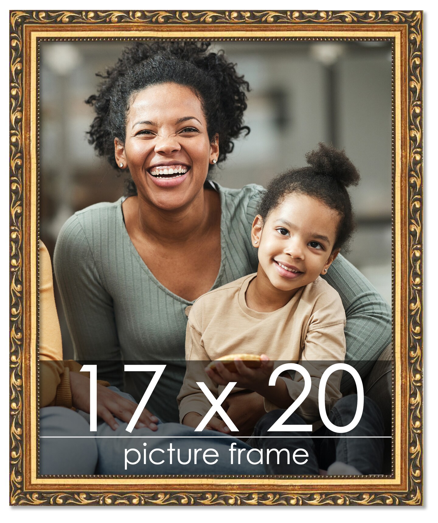 17x20 Gold with Black Wood Picture Frame UV Acrylic Foam Board Backing Hanging Hardware