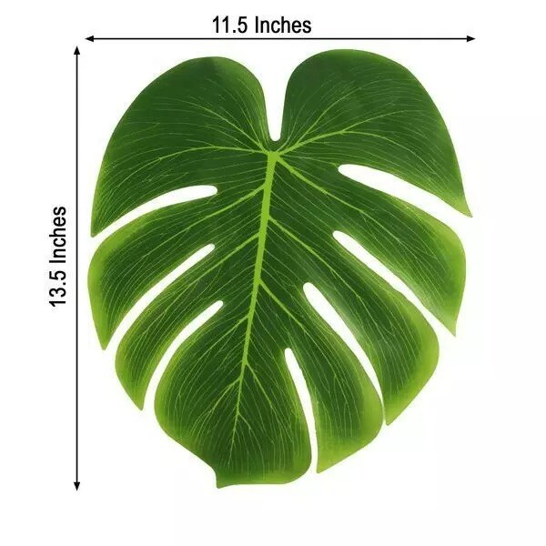 12 Green ARTIFICIAL MONSTERA LEAVES Tropical Greenery Party Events Decorations