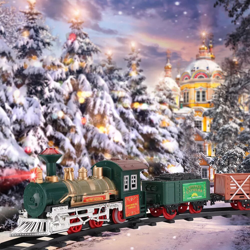 Kitcheniva Electric Christmas Train Tracks Set