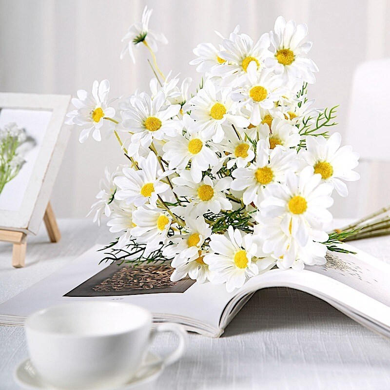 6 pcs 20&#x22; SILK DAISY ARTIFICIAL FLOWERS Sprays Bushes Wedding Party Decorations