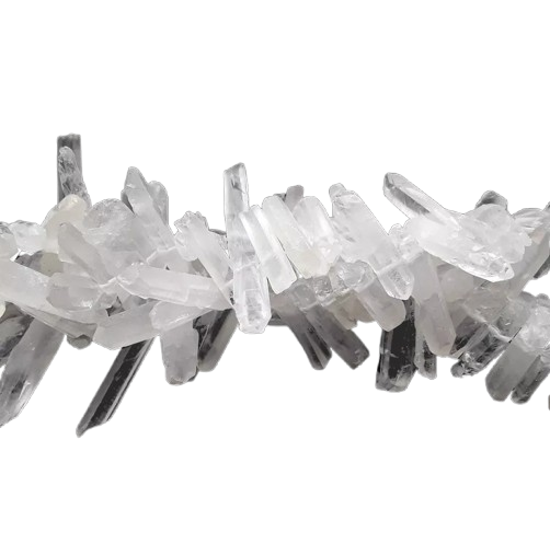 Clear Quartz Matte Faceted Top Drill Points Beads Approx 16-30mm 15.5&#x22; Strand