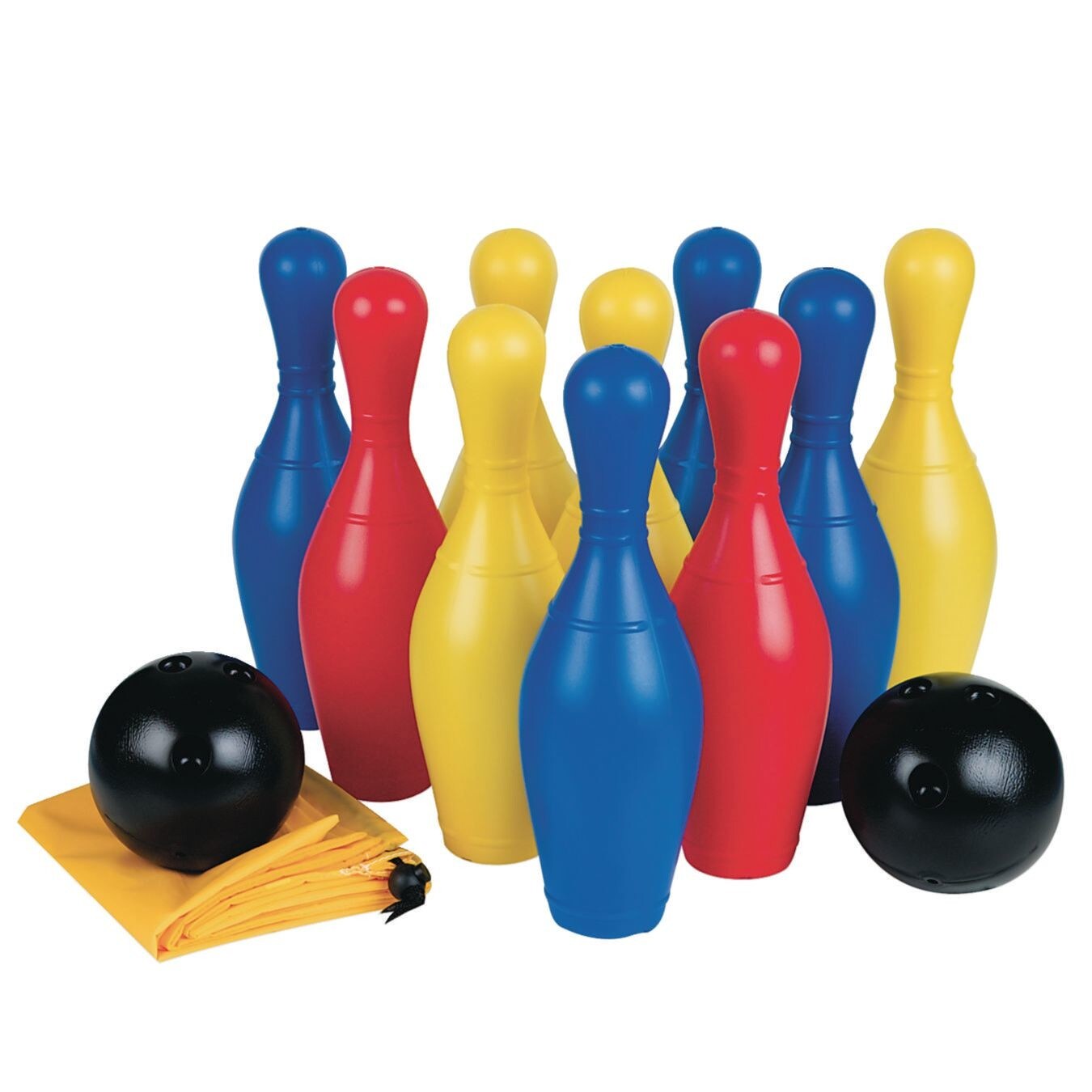 S&#x26;S Worldwide Big 10 Indoor &#x26; Outdoor Plastic Bowling Pin Set with 10 - 11.5&#x22; High Pins, 2 Balls and Storage Bag