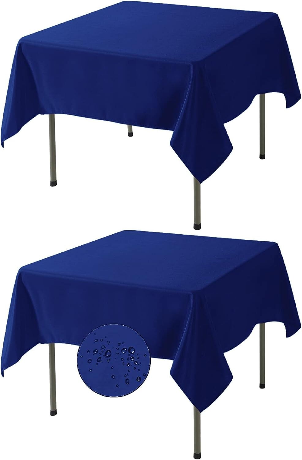 2 Pack Waterproof Square Tablecloth, 70X70 Inch, Stain Resistant 