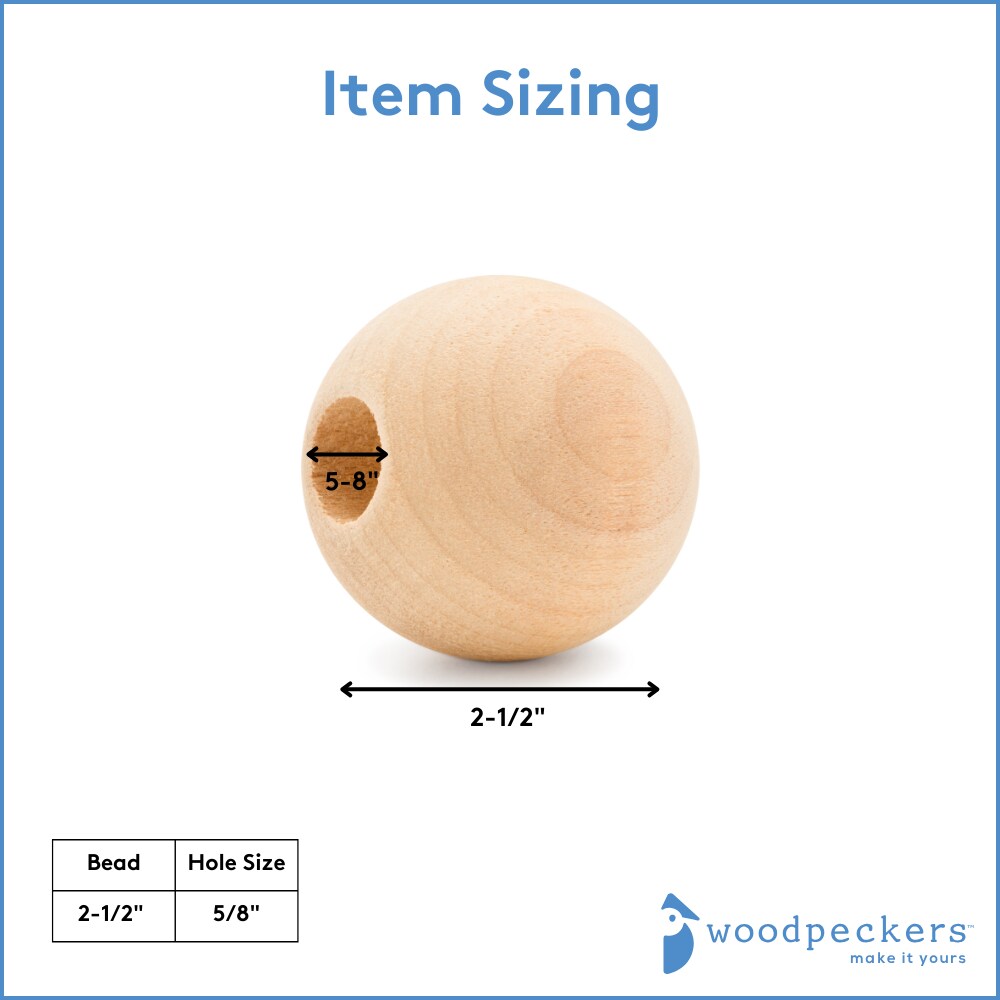 Unfinished Wooden Ball Beads, Multiple Sizes | Woodpeckers