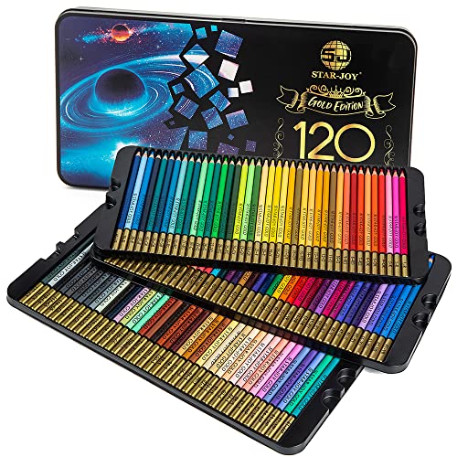 120 Colored Pencils for Adult Coloring, Premier Color Pencils for Layering Shading Blending, Holiday Gifts for Artist Drawing, Oil Based Colored Pencils