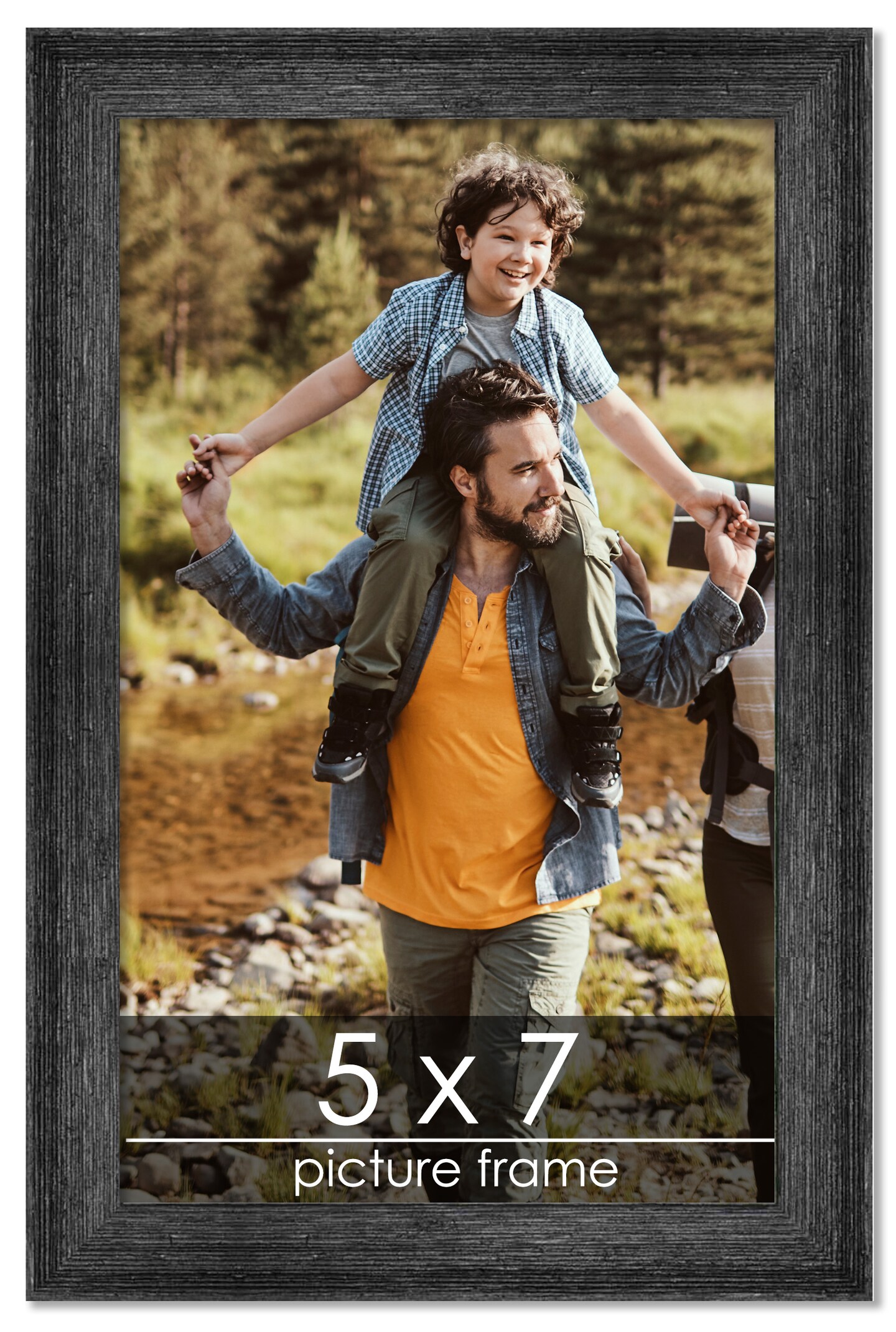 5x7 Wide Barnwood Picture Frame with UV-Resistant Acrylic &#x26; Acid Free Backing, Available in 6 Paint Finishes - Grey, Brown, White, and Black