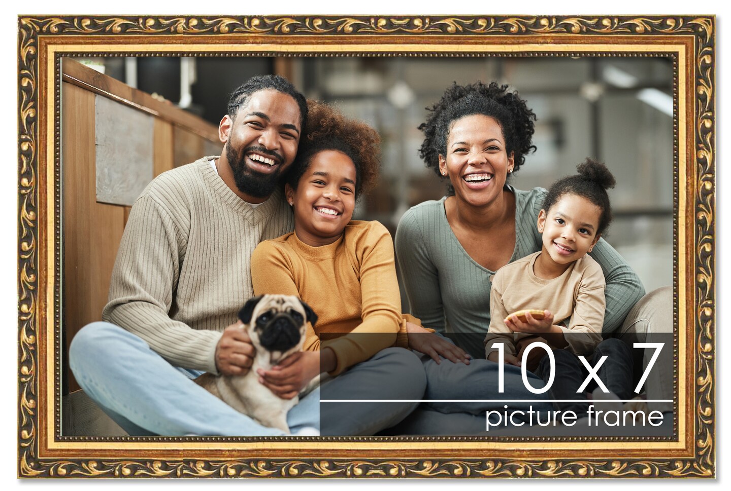 10x7 Solid Wood Antique Picture Frame with UV-Resistant Acrylic &#x26; Acid-Free Backing, Available in 4 Finishes: Bronze, Gold, Silver, and Gold with Black