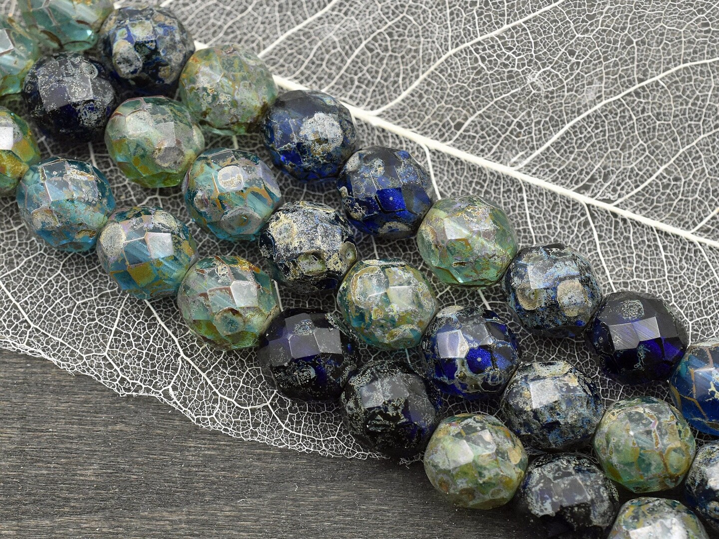 *10* 10mm Mixed Ocean Picasso Fire Polished Round Beads