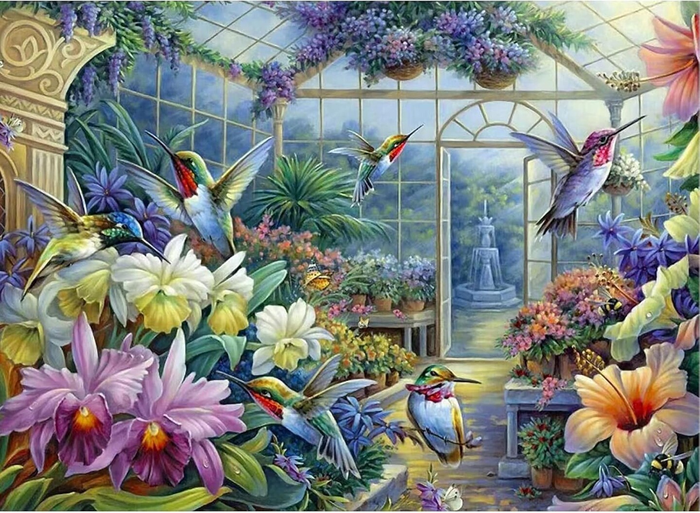 Painting Kits for Adults,Landscape Diamond Art Kits Flowers, Full Diamonds Paintings with Diamond Dots Gem Crafts Flower Garden Home Decor 16 * 12inch