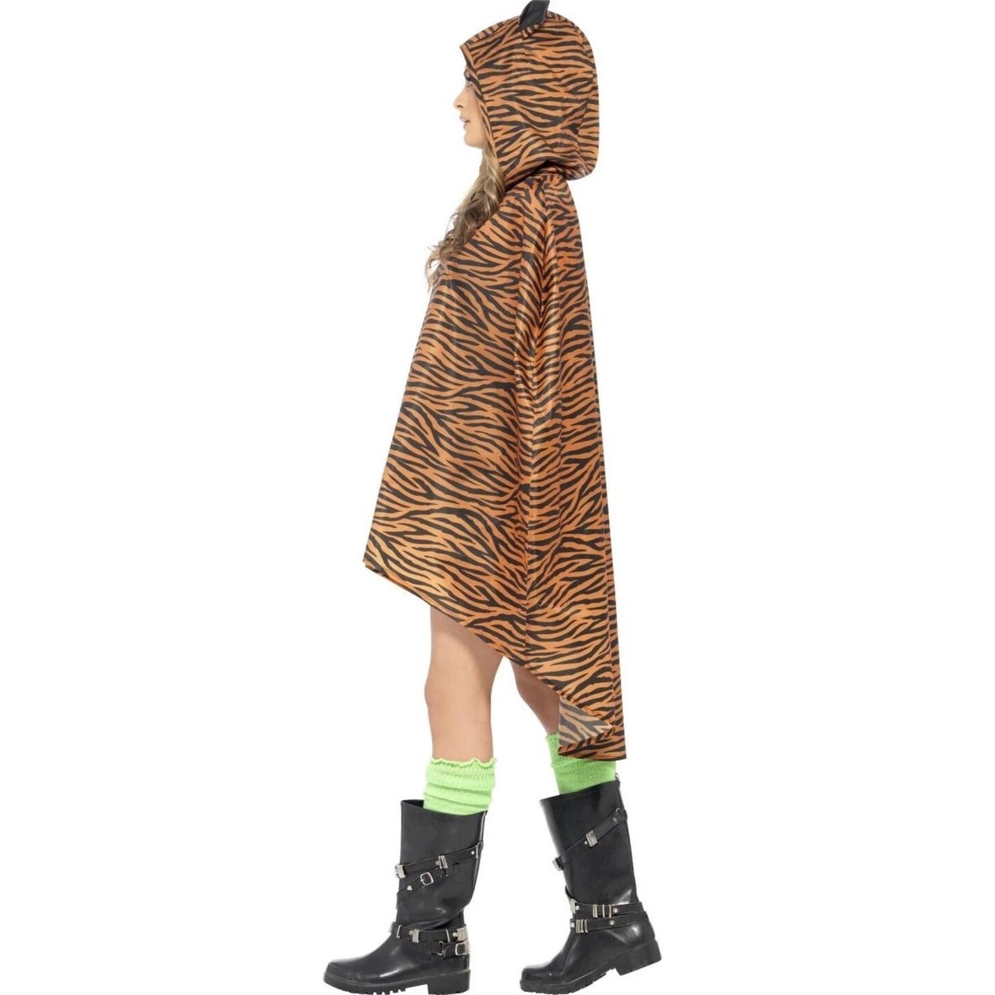 Smiffys Festival Novelty Adult Unisex Tiger Party Poncho, with Drawstring Bag