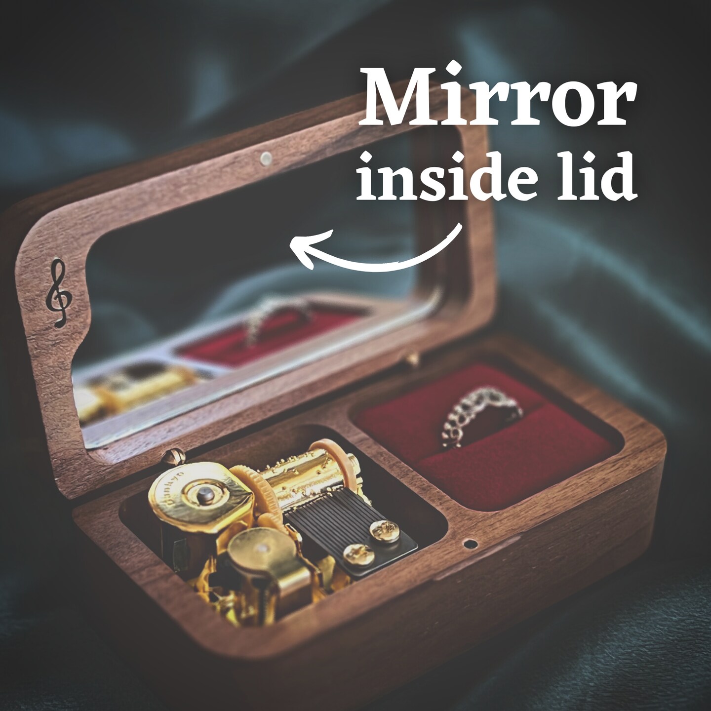 Ava - Personalized Wooden Ring Music Box with a Custom Melody
