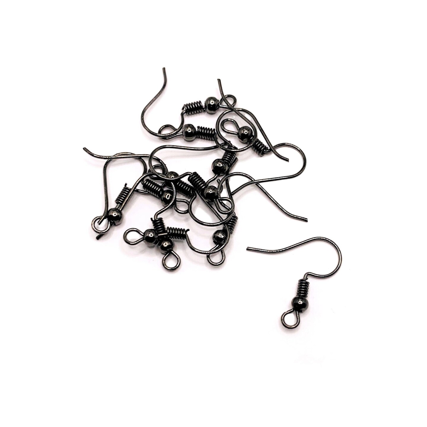 100 or 500 Pieces: Gunmetal Gray Fish Hook Earring Wires with Spring and Ball