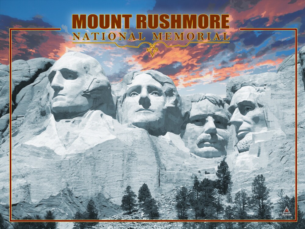 Mount Rushmore Poster National Memorial Wall Art Print, 24"x18", Unframed