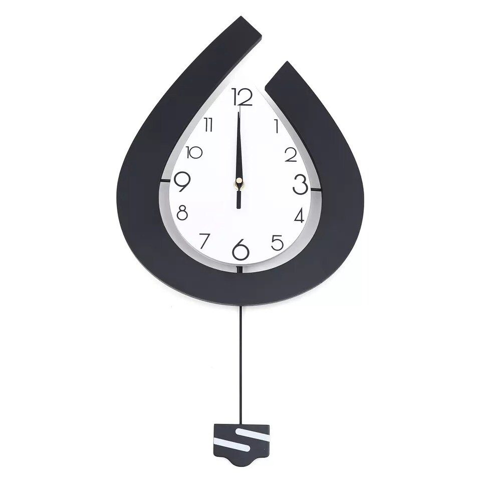 Modern Teardrop Shape Wall Clock Stylish Pendulum Clock Wall-Mounted Decoration