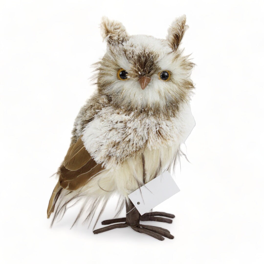 9.5&#x22; Natural Foam Owl | Rustic Winter Decor | Woodland Christmas Decoration - 235719