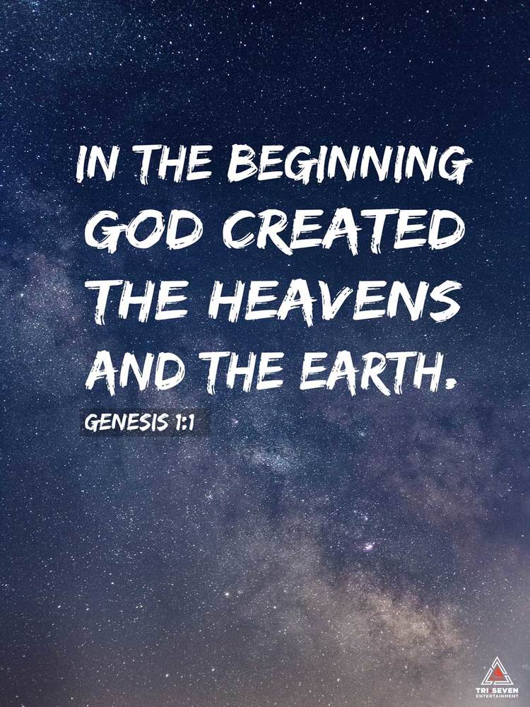 Genesis 1:1 Poster In the Beginning Bible Scripture Verse Quote Wall Art, 18"x24", Unframed