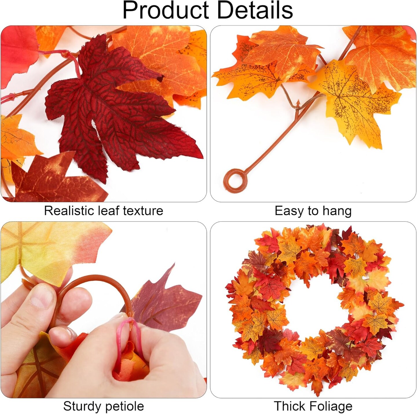 Artificial Fall Foliage Garland Autumn Hanging Vine Fall Garland Leaves Colorful Autumn Decor for Wedding Thanksgiving Dinner Party Decor