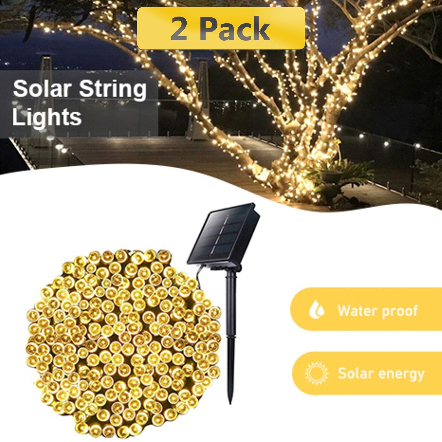 200 LED Solar Powered Outdoor String Lights