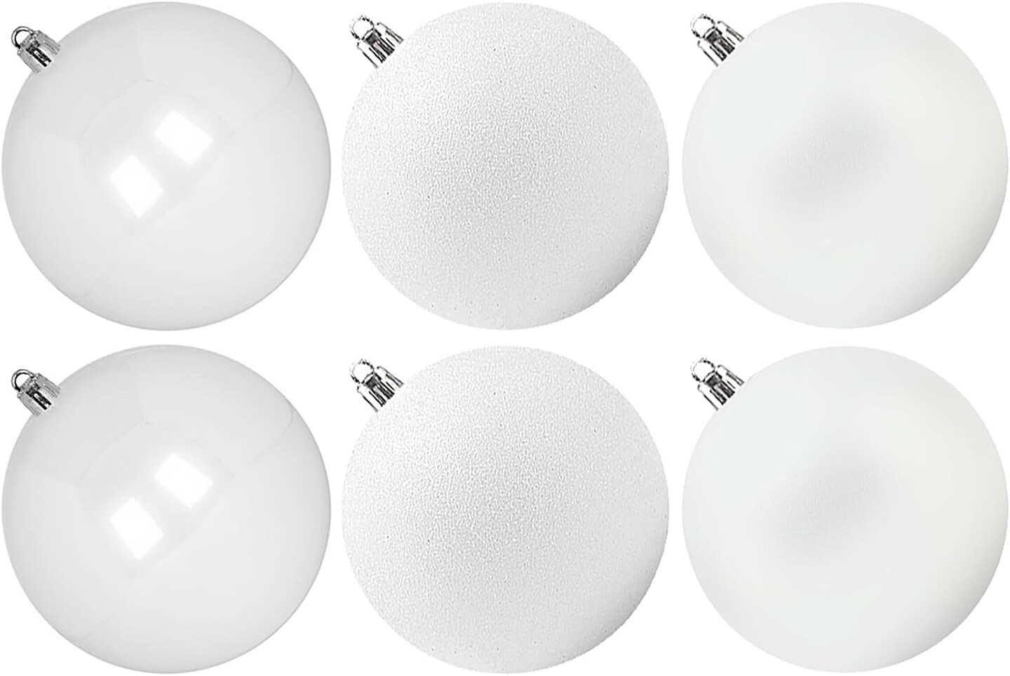 Extra Large Size Outdoor Christmas Ornaments, Oversized Huge Big Shatterproof Xmas Christmas Plastic Balls for outside Lawn Yard Tree Hanging Decorations (4"/100Mm, White, 6 Packs)