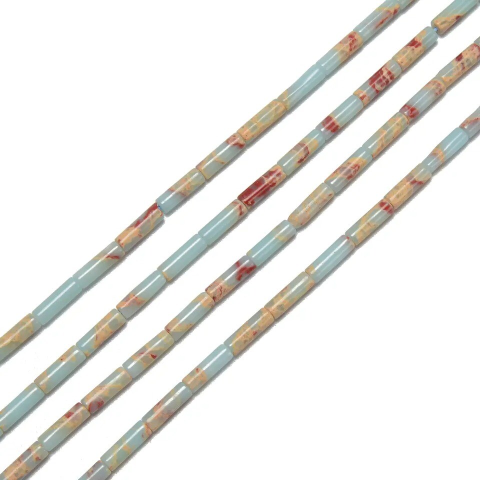 Light Blue Aqua Terra Jasper Cylinder Tube Beads Size 4x13mm 15.5&#x27;&#x27; Strand