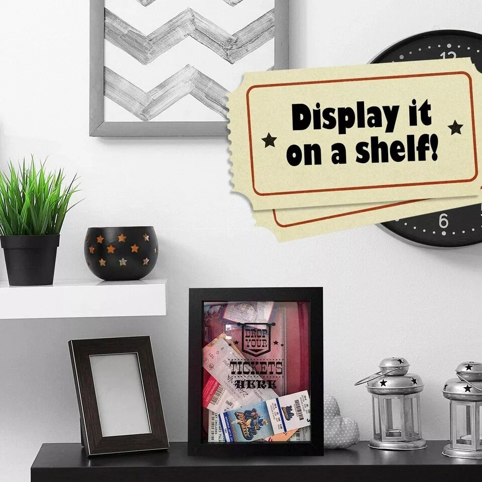 Ticket Shadow Box - Wood with Plexiglass - 8&#x22; x 10&#x22; - 4&#x22; Ticket Slot -