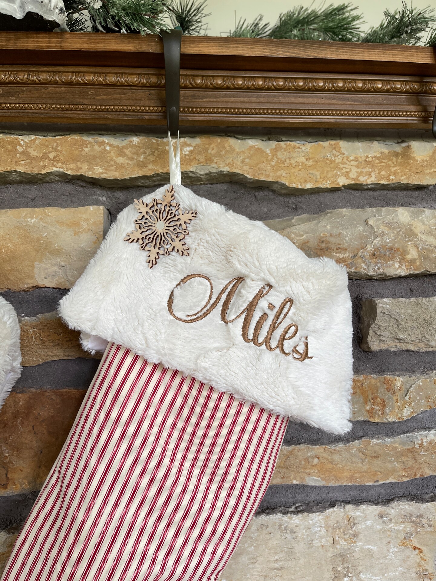 Red and White Candy Stripe Christmas Stockings with Personalized Touch - image7