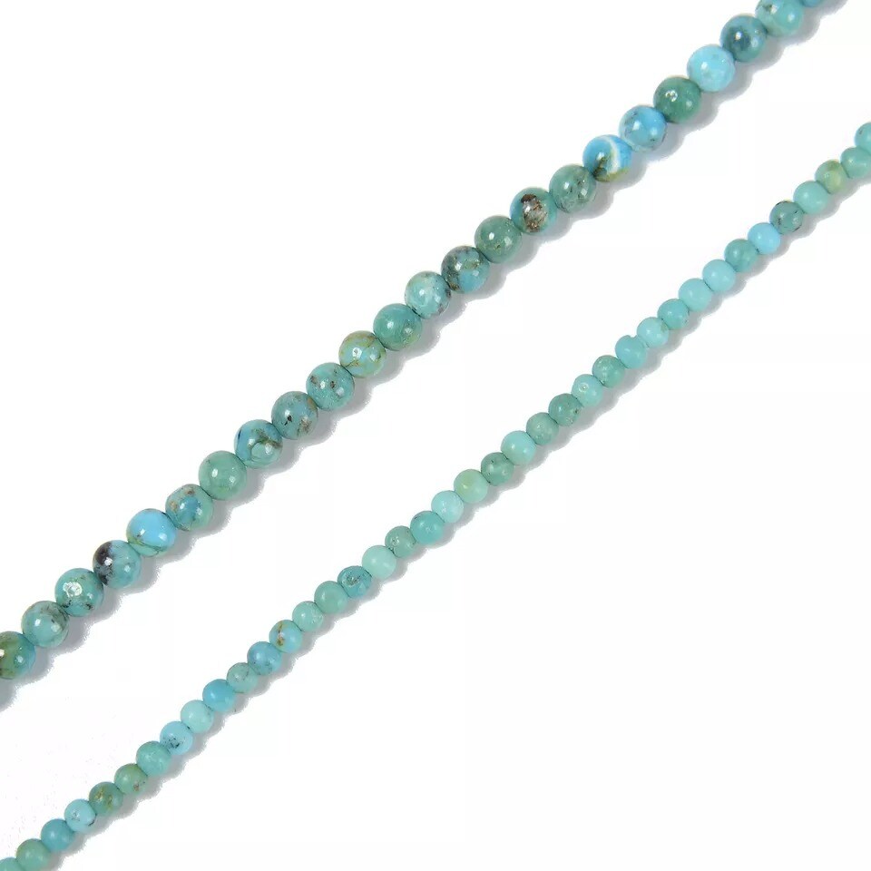 Natural Blue Turquoise Smooth Round Beads Size 2mm 15.5&#x27;&#x27; Strand