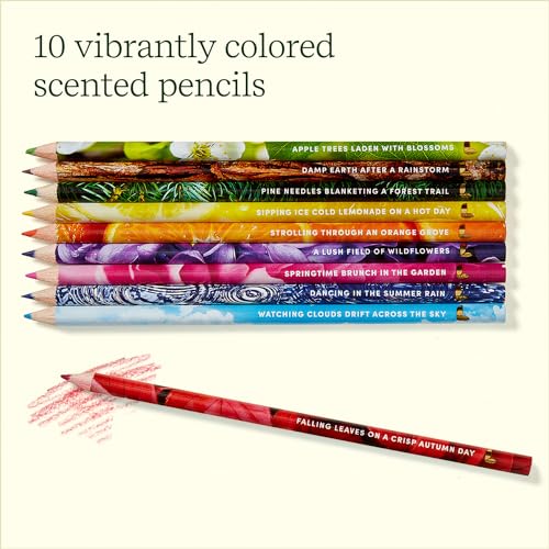 10 Colored Pencils - Infused with Essential Oil Blends - Color Pencil Set of 10 - Colored Pencils for Adult Coloring Books - Adult Coloring Pencils -Travel Case Included